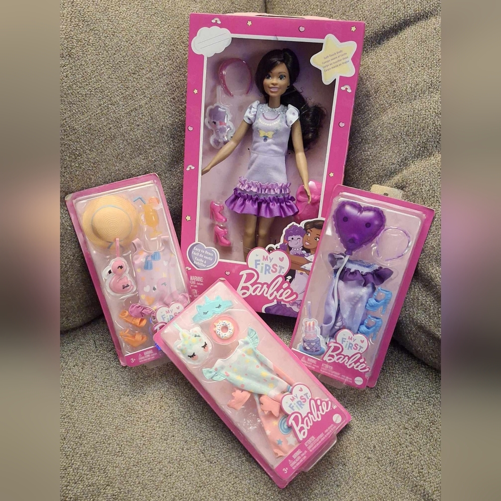 💲My First Barbie 13.5"  & 3 Sets of Outfits & Accessories